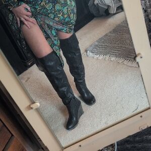 TNA Black Over the Knee Boots with Slouchy Style